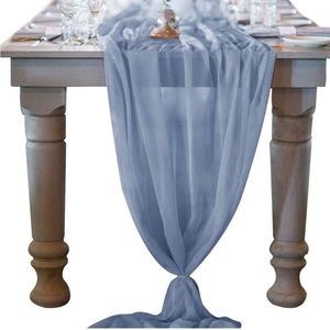 Dusty blue chiffon table runners set of two.